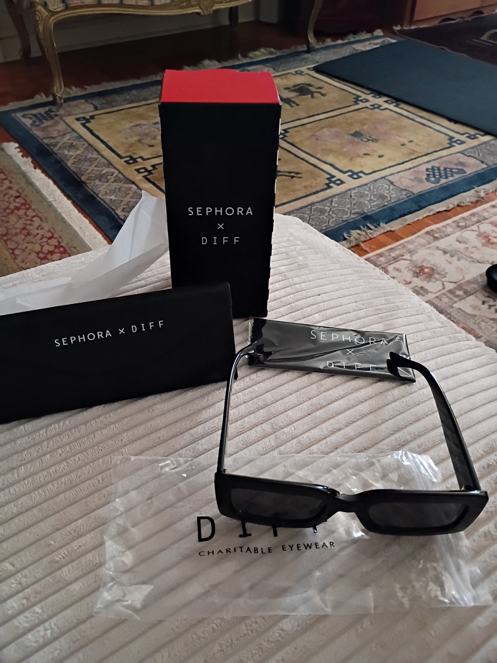 Sephora x Diff Black Rectangular Sunglasses